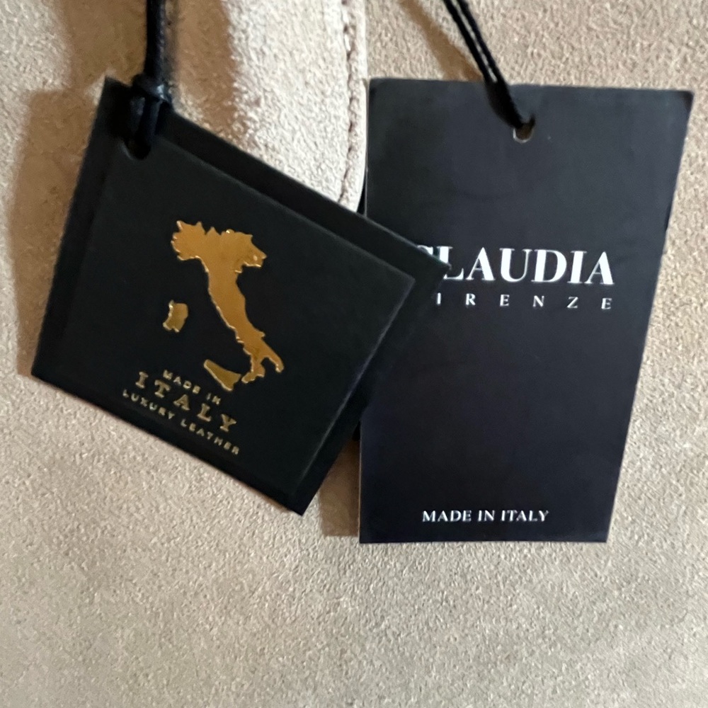 Viral Claudia Firenze Taupe Suede Leather Satchel Bag - Picture 2 of 5